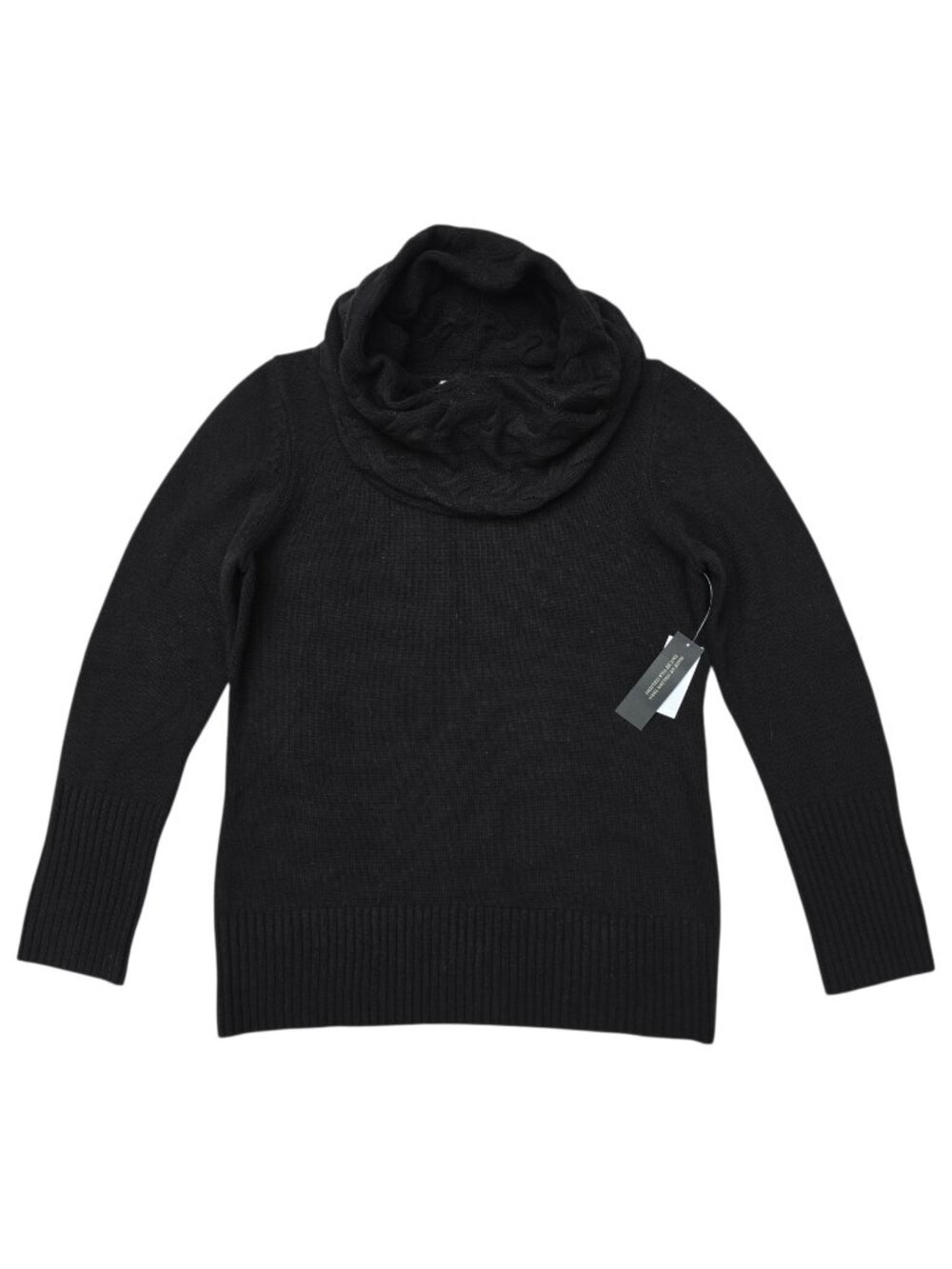 NWT Banana Republic Black Cowl Neck Cable Detail Sweater Size L /XL Italian Yarn